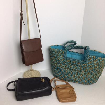 928 Vintage Leather Purse Lot & Beach Tote