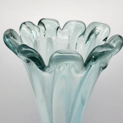 Tall Blue Art Glass Vase