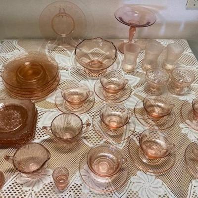 Large Lot Of Peach Depression Glass