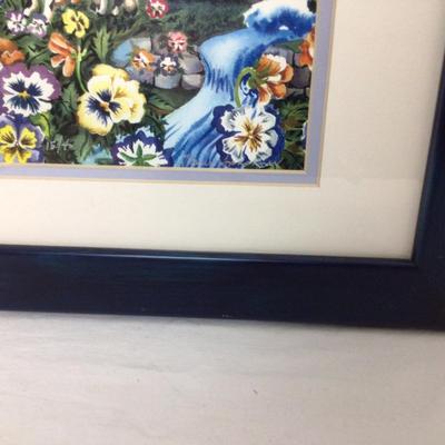 799 Cows In Pansies Art Signed Numbered