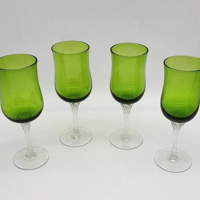 Gorgeous Antique Lime Green Wine Glasses