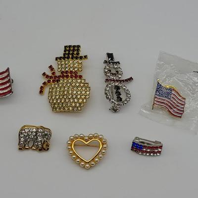 Vintage Rhinestone Pins and Others Lot