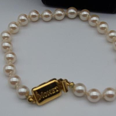 Monet Costume Pearl Necklace and Bracelet Lot