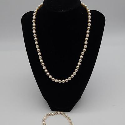 Monet Costume Pearl Necklace and Bracelet Lot