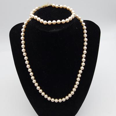 Monet Costume Pearl Necklace and Bracelet Lot
