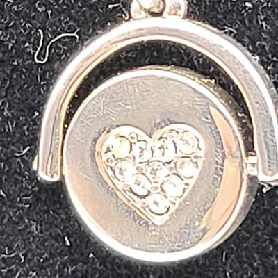 Sterling Silver 2 Sided Opal and Rhinestone Necklace