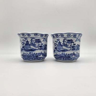 Blue and White Flower Pots