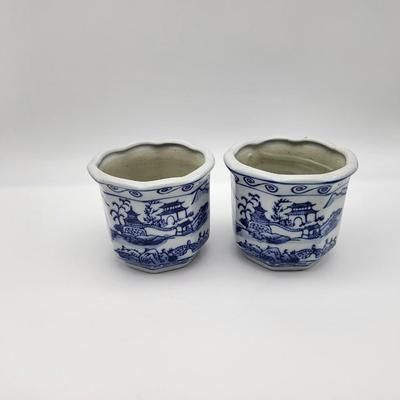 Blue and White Flower Pots