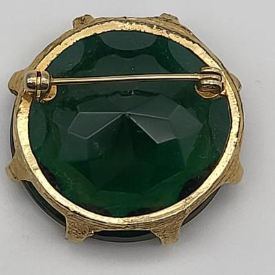 Large Teal Green Vintage Pin