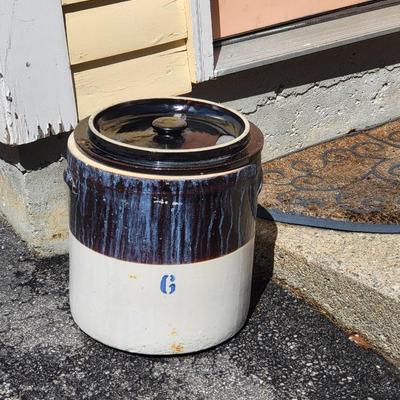 Antique 6 Gallon Crock with Lid