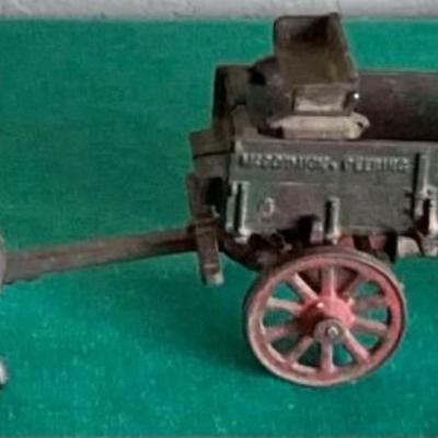 Antique McCormick & Deering Cast Iron Horse And Cart