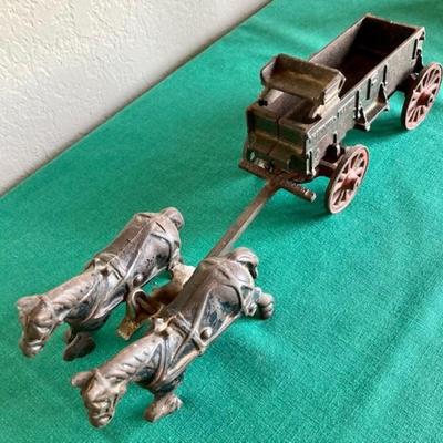 Antique McCormick & Deering Cast Iron Horse And Cart