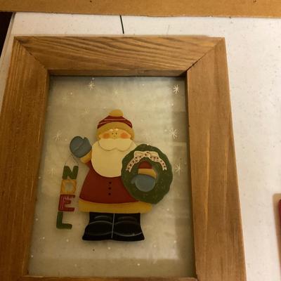 Ceramic Christmas Tray And Picture Painted Glass