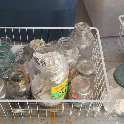 Vintage Mason Jar Lot #2 with Mosaic Art Pieces