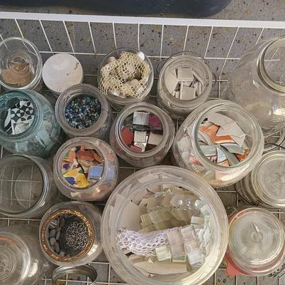 Vintage Mason Jar Lot #2 with Mosaic Art Pieces