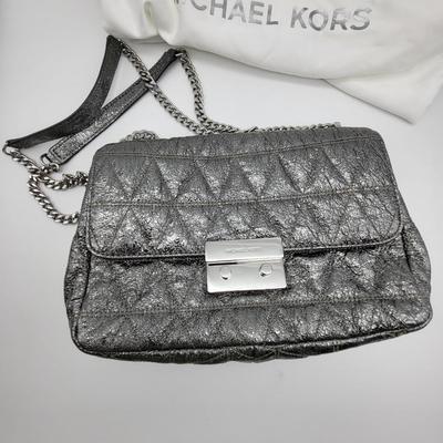 Michael Kors Silver Handbag and Dust Bag