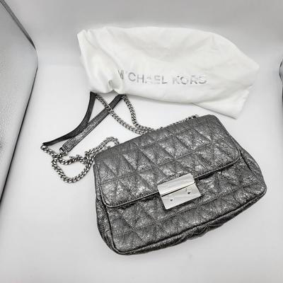 Michael Kors Silver Handbag and Dust Bag