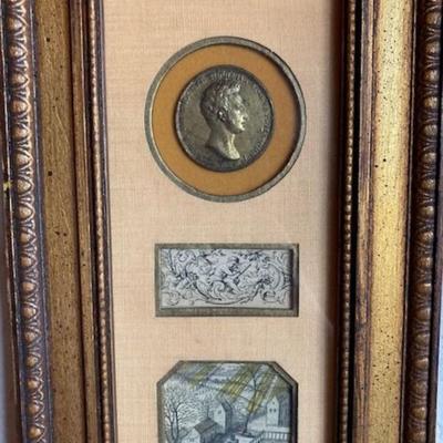 Framed Miniature Artwork And Coin By Hal Kramer Company Chicago