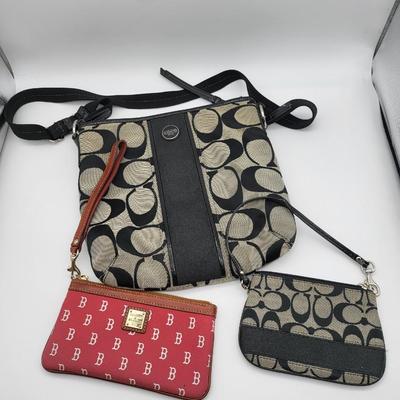 Black Coach Shoulder Bag and 2 Wallets