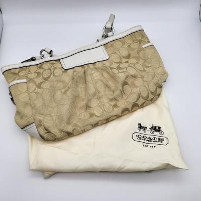Coach Tan and White handbag