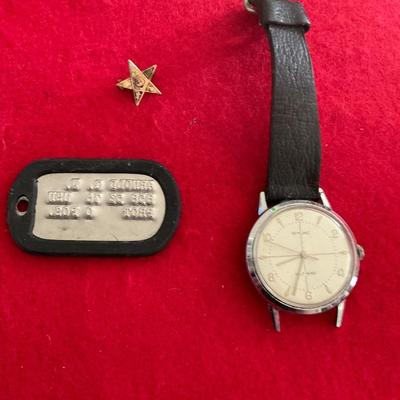 Styline Self Winding Watch, Militarily Tag And Pin.