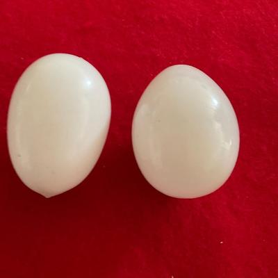 Victorian Hand Blown Milk Glass Eggs With Pontils.