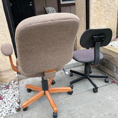 Pair of Cushioned Wheeled Office Desk Chairs