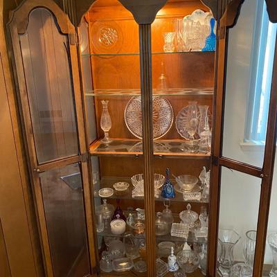 Vintage Wood and Glass Display China Curio Cabinet