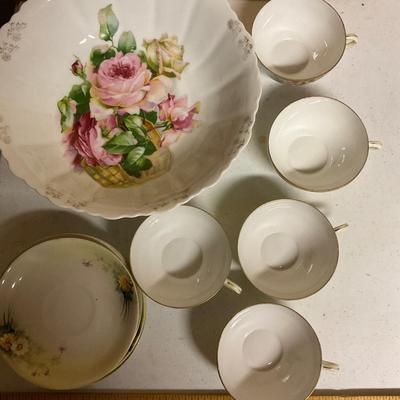 J.S. Germany Bowl And Hand Painted Cups Nippon Porcelain