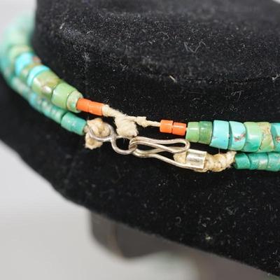 PAIR OF HEISHI TURQUOISE BEADED NECKLACES W/ SHELL