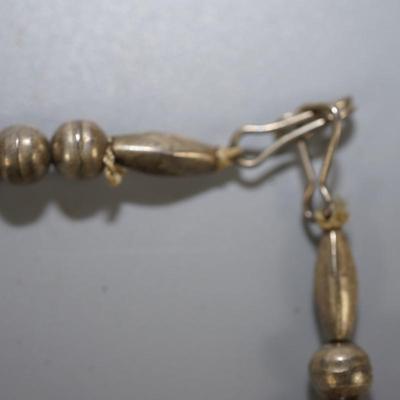 SILVER BEAD / BALL AND ENLONGATED W/ TURQUOISE NUGGETS