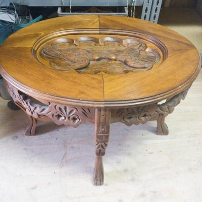HAND CARVED WOODEN SIDE TABLE