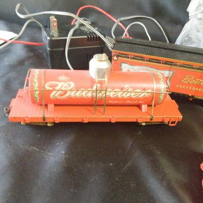 BUDWEISER TRAIN WITH TRACKS AND TRANSFORMER