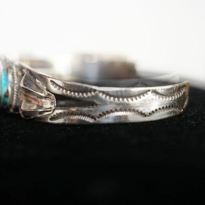 TURQUOISE SILVER CUFF BRACELET /ENGRAVED