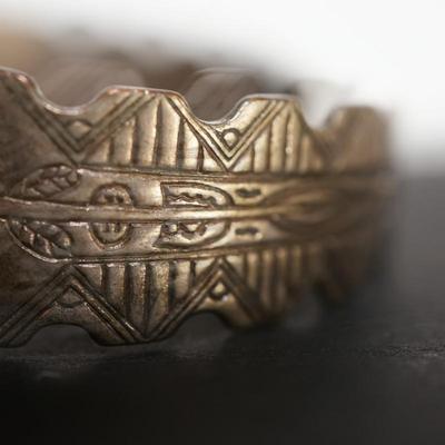 NATIVE AMERICAN TURQUOISE CUFF BRACELETS W/ NICE ENGRAVINGS