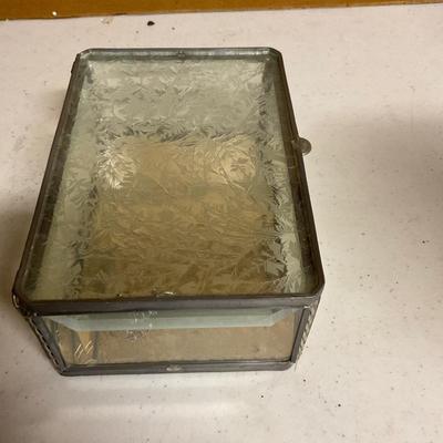 Etched Glass Trinket Boxes With Mirror Bottom Like New