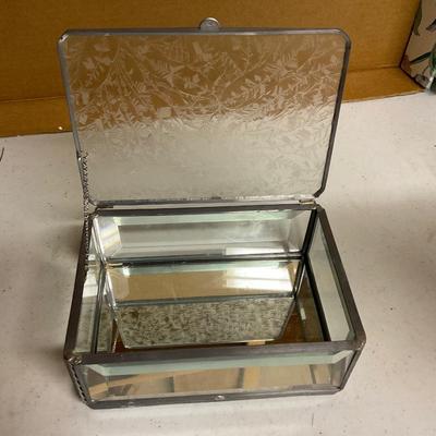Etched Glass Trinket Boxes With Mirror Bottom Like New