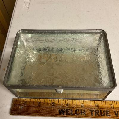 Etched Glass Trinket Boxes With Mirror Bottom Like New