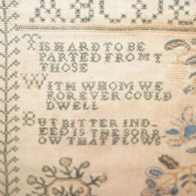 MOURNING SAMPLER IN TRIBUTE / SAMPLER BY ANN VITITOW DATED 1843