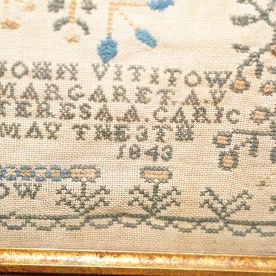 MOURNING SAMPLER IN TRIBUTE / SAMPLER BY ANN VITITOW DATED 1843