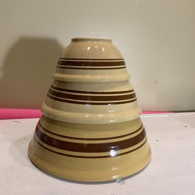Weller Pottery Three Bowls Antique Brown Band