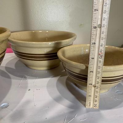 Weller Pottery Three Bowls Antique Brown Band