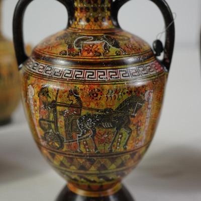 GROUPING OF FOUR STAVROPOULOS ANCIENT GREEK POTTERY REPRODUCTIONS OF QUALITY