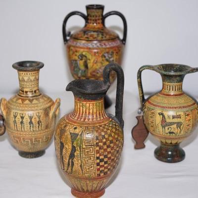 GROUPING OF FOUR STAVROPOULOS ANCIENT GREEK POTTERY REPRODUCTIONS OF QUALITY