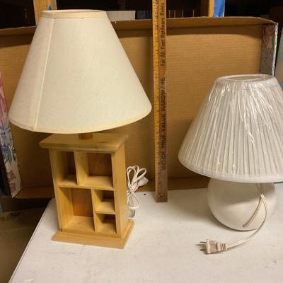 Wood Lamp With Shade And Ceramic Lamp With Shade