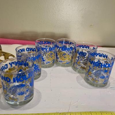 New Orleans Krewe of Pontchartrain Lowball Glass Vintage Mardi Gras Set of SIX
