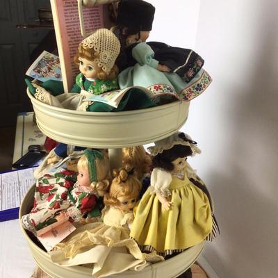 755 Madame Alexander Miniature Dolls & 3 Tier Display