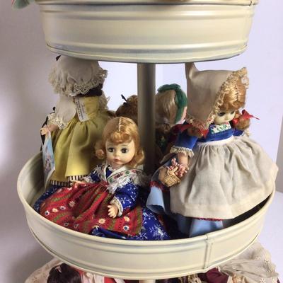 755 Madame Alexander Miniature Dolls & 3 Tier Display