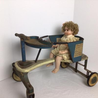 754 Antique Firestone Baby Walker & Peaches Doll