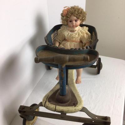 754 Antique Firestone Baby Walker & Peaches Doll